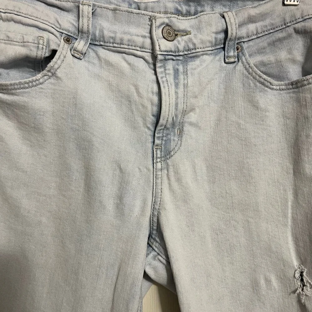 Old Navy Womens Light Distressed High Rise Raw Hem Straight Boyfriend Jeans Sz 4